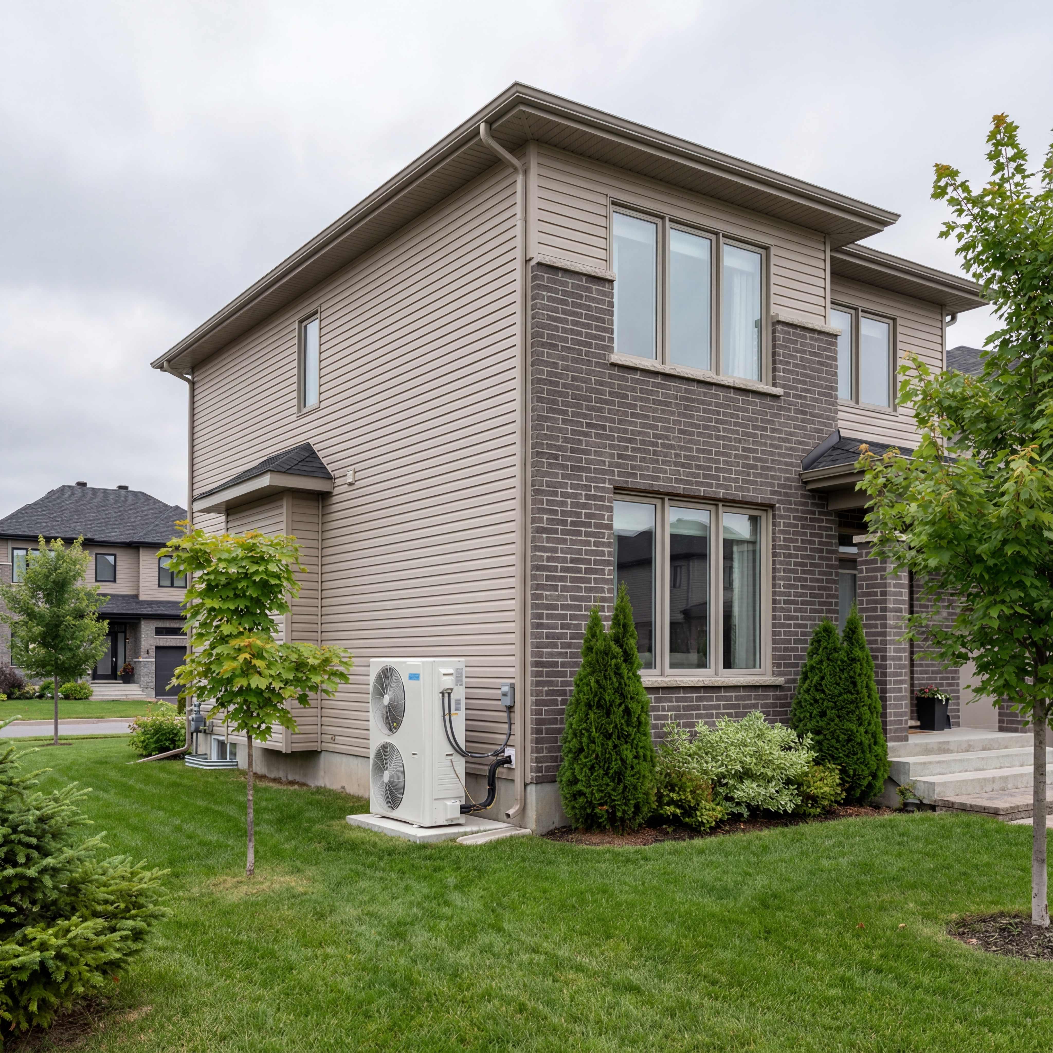 Modern Ontario home with energy-efficient heat pump